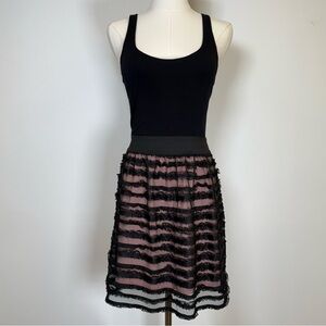 Eight Sixty Black Tank Top Style Dress Sheer Lace Skirt Women’s Size Small